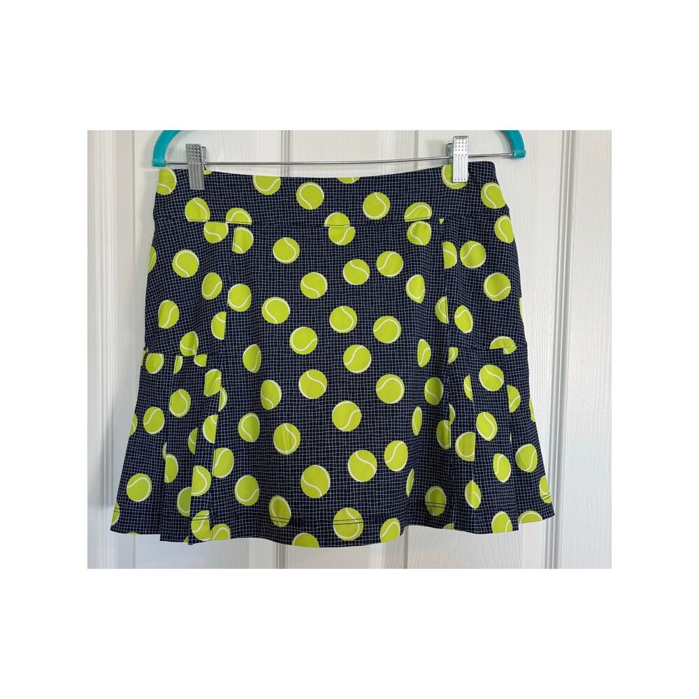 Lillie Green Tennis Skort Navy blue & Green white Tennis Ball Net Print Small